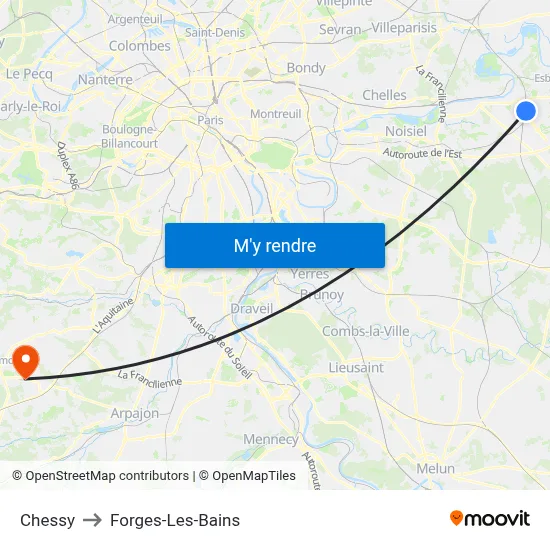 Chessy to Forges-Les-Bains map