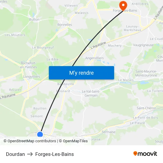 Dourdan to Forges-Les-Bains map