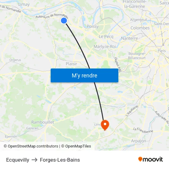 Ecquevilly to Forges-Les-Bains map