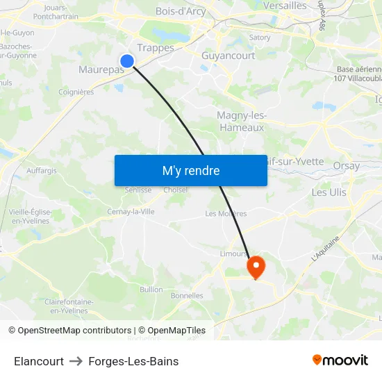 Elancourt to Forges-Les-Bains map