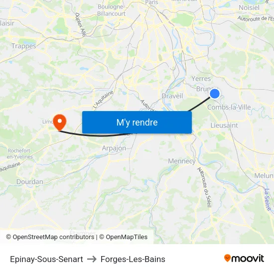 Epinay-Sous-Senart to Forges-Les-Bains map
