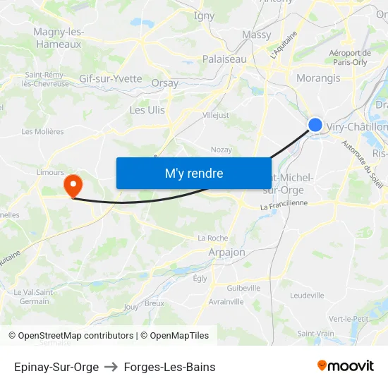 Epinay-Sur-Orge to Forges-Les-Bains map