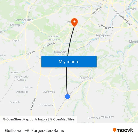 Guillerval to Forges-Les-Bains map
