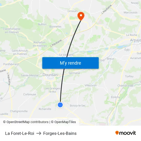 La Foret-Le-Roi to Forges-Les-Bains map