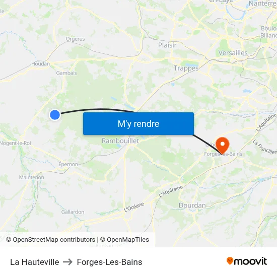La Hauteville to Forges-Les-Bains map