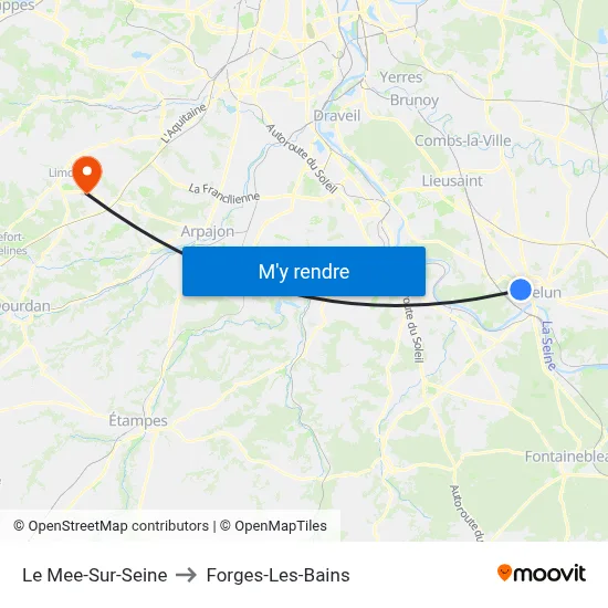 Le Mee-Sur-Seine to Forges-Les-Bains map