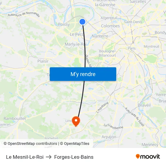 Le Mesnil-Le-Roi to Forges-Les-Bains map