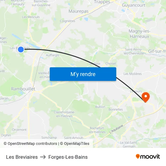 Les Breviaires to Forges-Les-Bains map