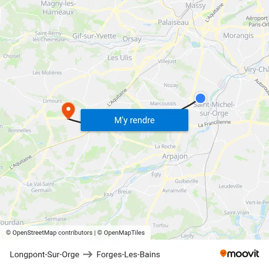 Longpont-Sur-Orge to Forges-Les-Bains map
