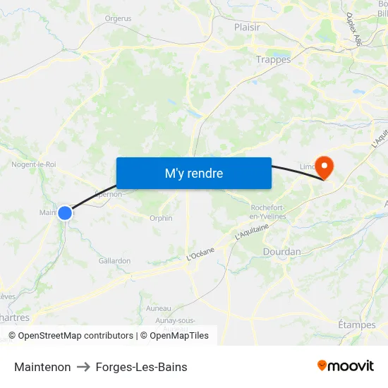 Maintenon to Forges-Les-Bains map