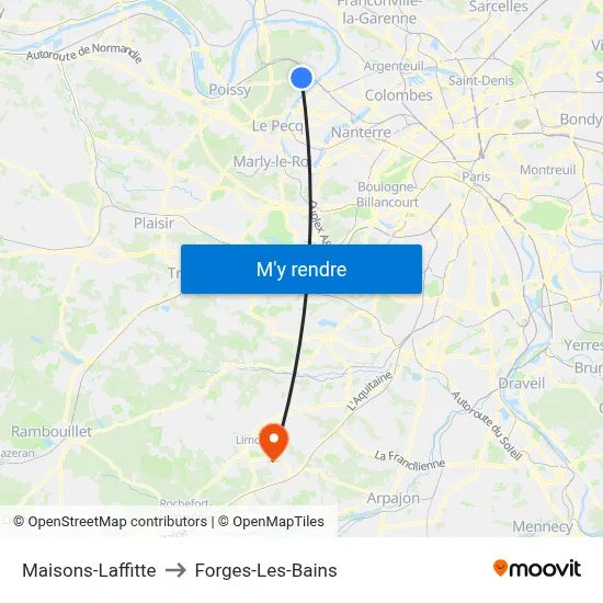Maisons-Laffitte to Forges-Les-Bains map