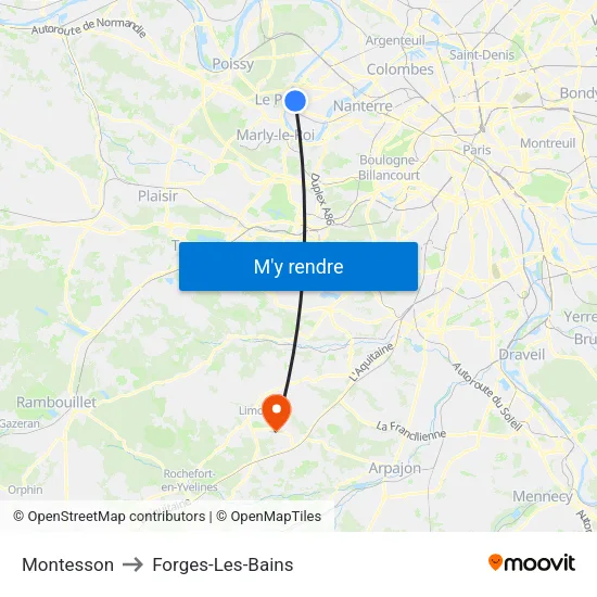 Montesson to Forges-Les-Bains map