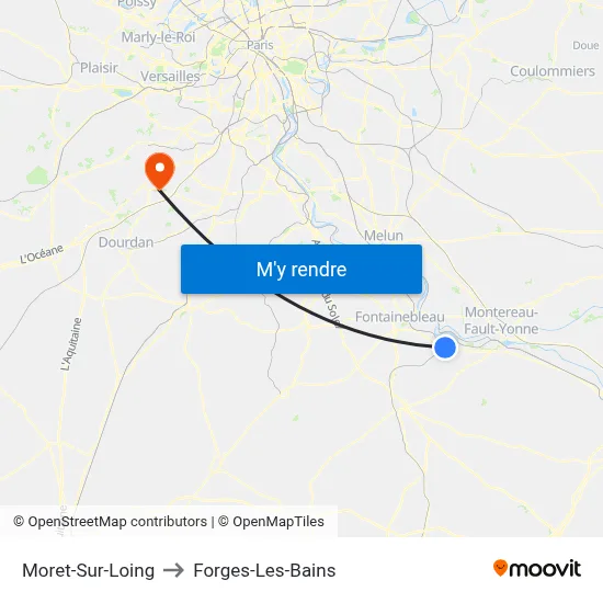 Moret-Sur-Loing to Forges-Les-Bains map