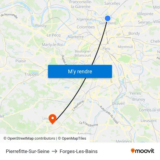 Pierrefitte-Sur-Seine to Forges-Les-Bains map