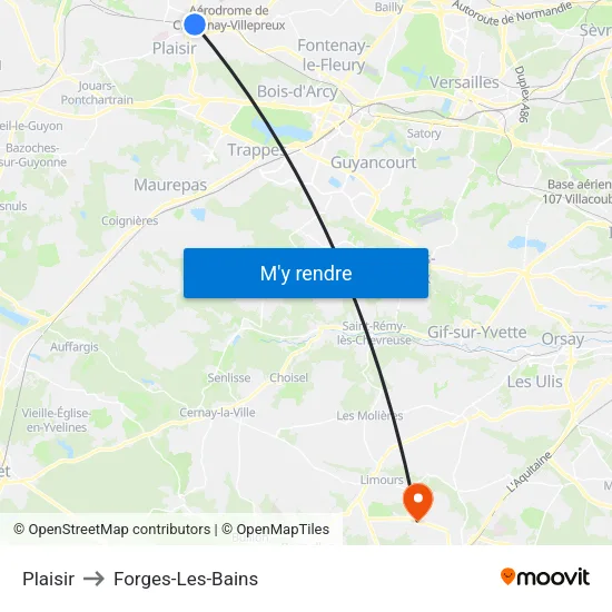Plaisir to Forges-Les-Bains map