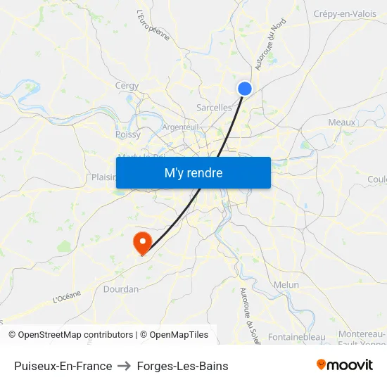 Puiseux-En-France to Forges-Les-Bains map