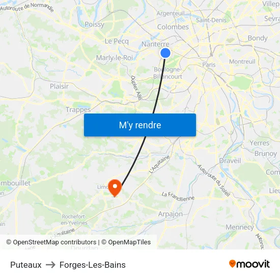 Puteaux to Forges-Les-Bains map