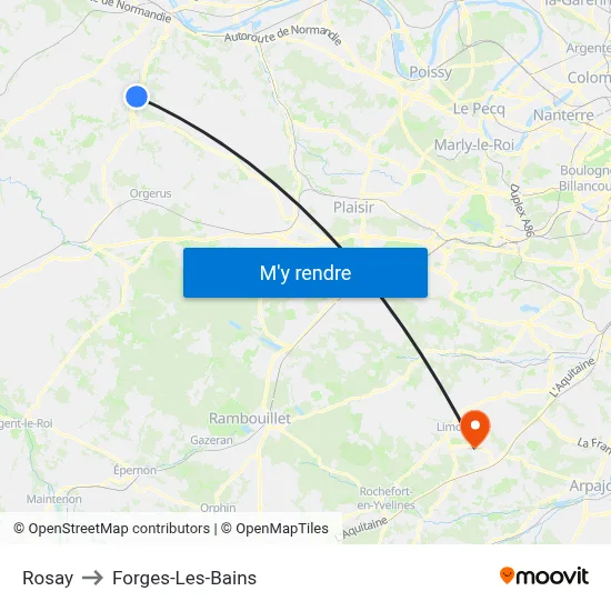 Rosay to Forges-Les-Bains map