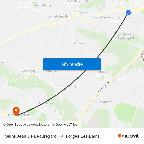 Saint-Jean-De-Beauregard to Forges-Les-Bains map