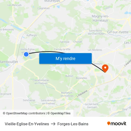 Vieille-Eglise-En-Yvelines to Forges-Les-Bains map