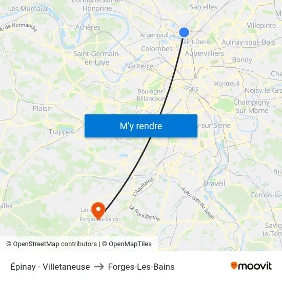Épinay - Villetaneuse to Forges-Les-Bains map