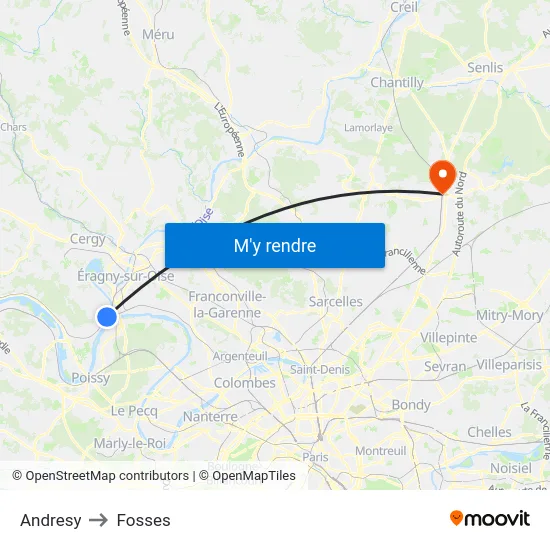 Andresy to Fosses map
