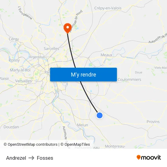 Andrezel to Fosses map
