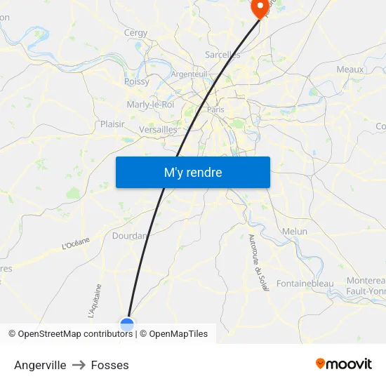 Angerville to Fosses map