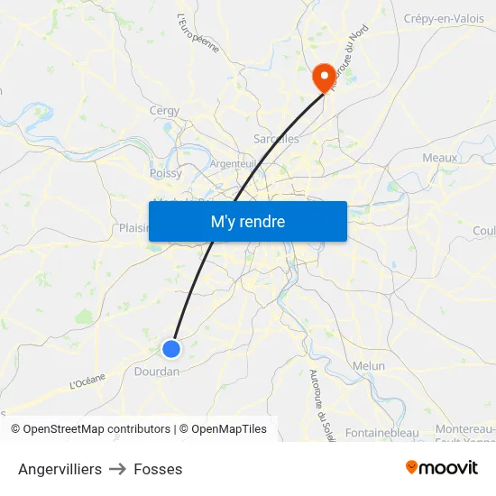 Angervilliers to Fosses map