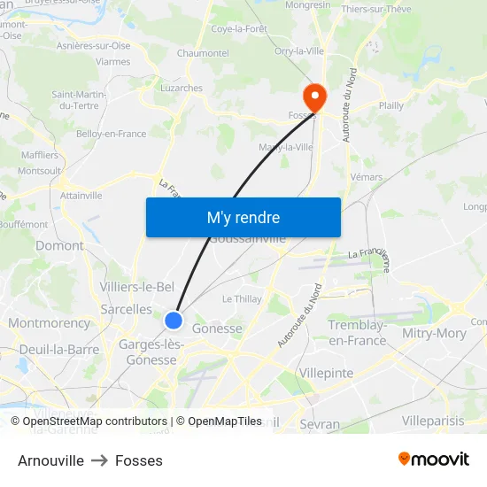 Arnouville to Fosses map