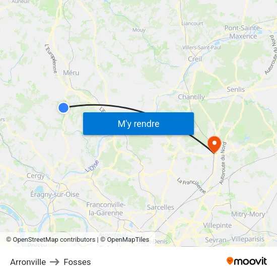 Arronville to Fosses map