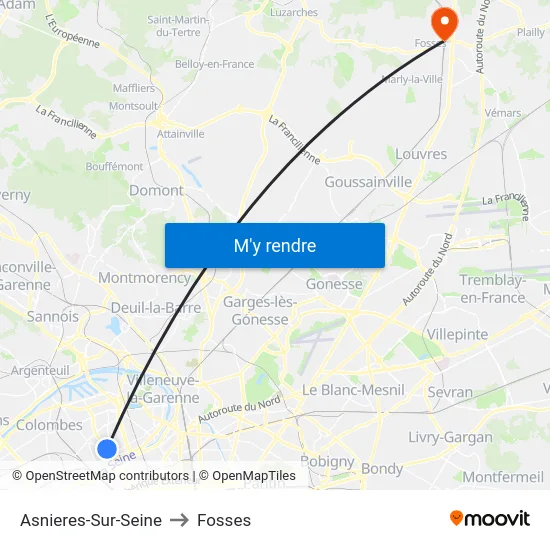 Asnieres-Sur-Seine to Fosses map
