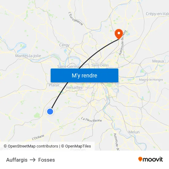 Auffargis to Fosses map