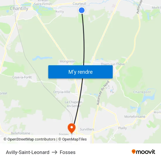 Avilly-Saint-Leonard to Fosses map