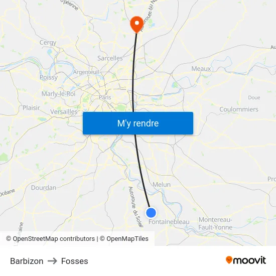 Barbizon to Fosses map