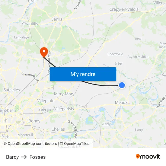 Barcy to Fosses map