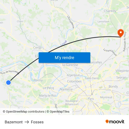 Bazemont to Fosses map