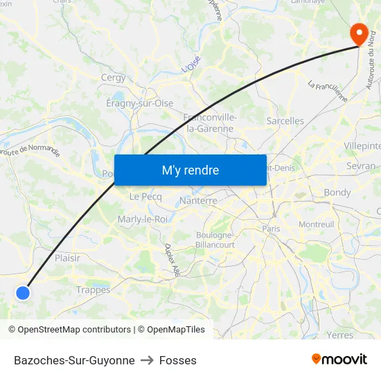 Bazoches-Sur-Guyonne to Fosses map