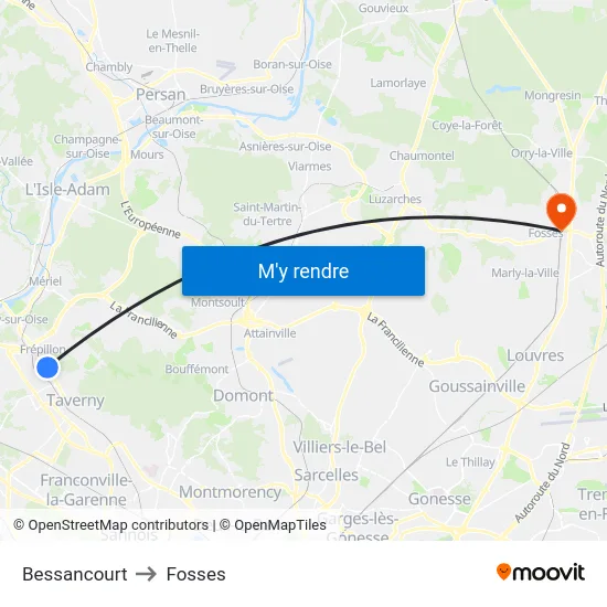 Bessancourt to Fosses map