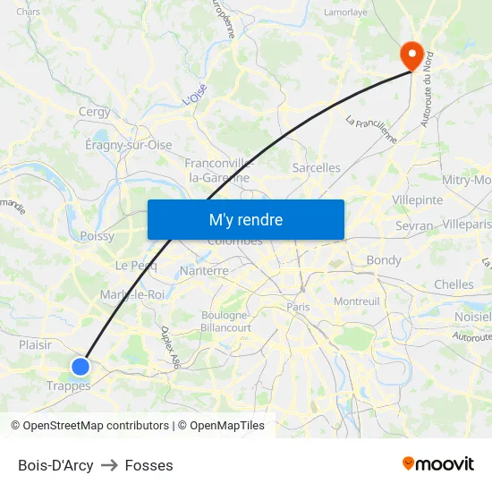 Bois-D'Arcy to Fosses map