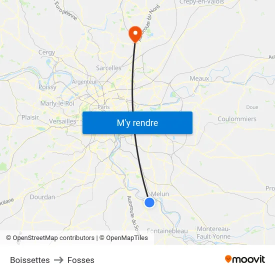 Boissettes to Fosses map