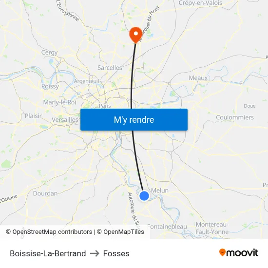 Boissise-La-Bertrand to Fosses map
