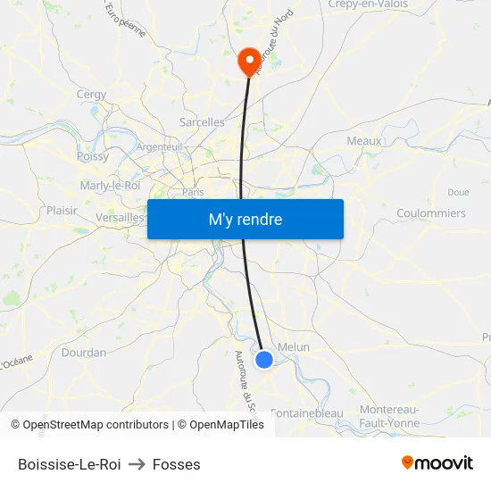 Boissise-Le-Roi to Fosses map