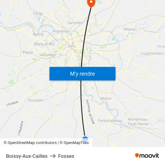 Boissy-Aux-Cailles to Fosses map