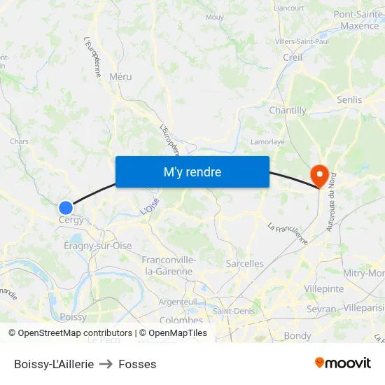 Boissy-L'Aillerie to Fosses map