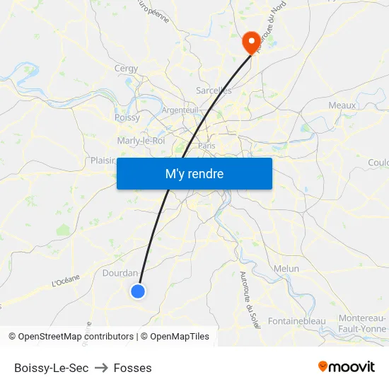 Boissy-Le-Sec to Fosses map