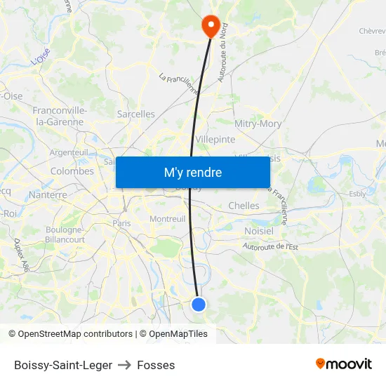 Boissy-Saint-Leger to Fosses map