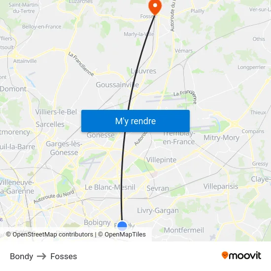 Bondy to Fosses map