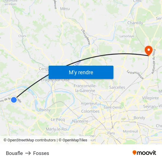 Bouafle to Fosses map