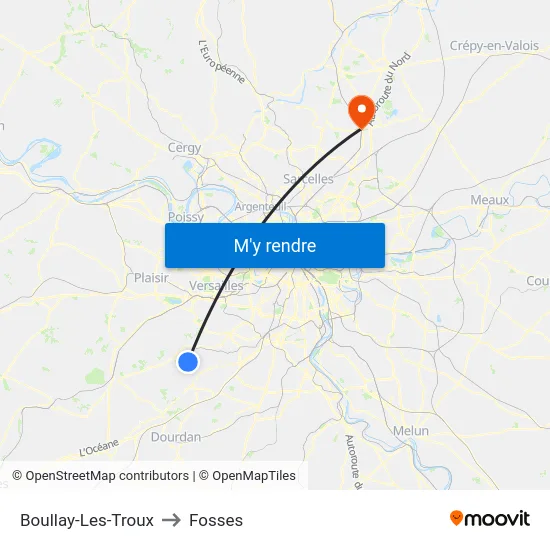 Boullay-Les-Troux to Fosses map